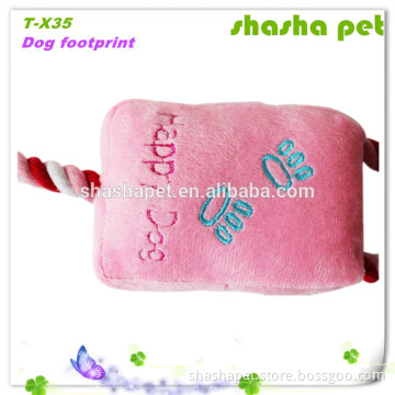 Factory wholesale Dog footprint with cotton rope plush squeaker pet toy.pet sex toys,dog plush toy,plush toy